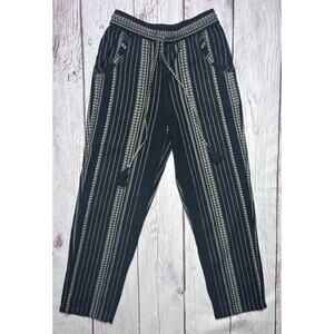 Anthropologie Women's Trousers Black Embroidered Boho Striped High Rise Pants XS